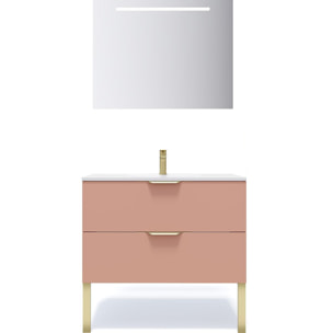 Ensemble vasque intégrée 2 tiroirs + miroir - VENICE