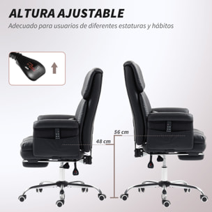 Silla de Oficina con 6 Puntos de Masaje Silla de Masaje Giratoria Silla de Escritorio con Reposapiés Retráctil Altura Ajustable Control Remoto y Soporte Lumbar Tejido de PU Negro