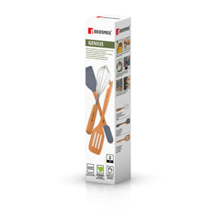 Juego de 3 Utensilios 2 en 1 de cocina Multifunción GENIUS en madera y silicona Bergner.