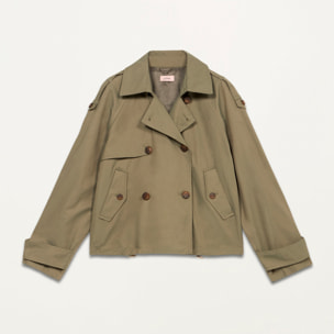 Oltre - Short double-breasted oversized trench coat - Verde militare