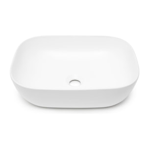 Vasque à poser rectangulaire en céramique 45,5 x 32,5 cm - blanc mat - sans trop-plein - SAT Infinitio
