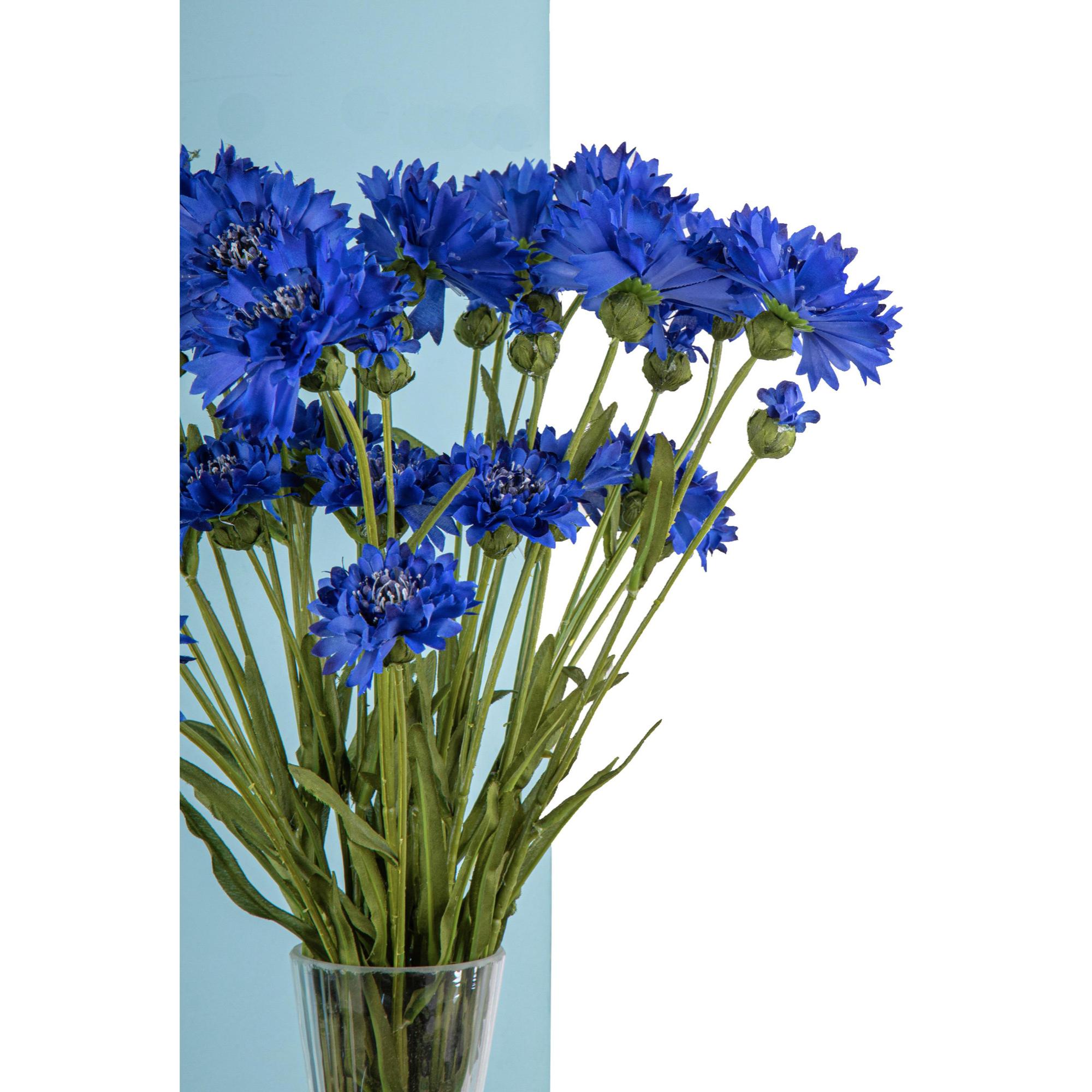 Fiordaliso Composto Da 3 Fiori. Altezza 65 Cm - Pezzi 12 - 10X65X3cm - Colore: Blu - Bianchi Dino - Fiori Artificiali