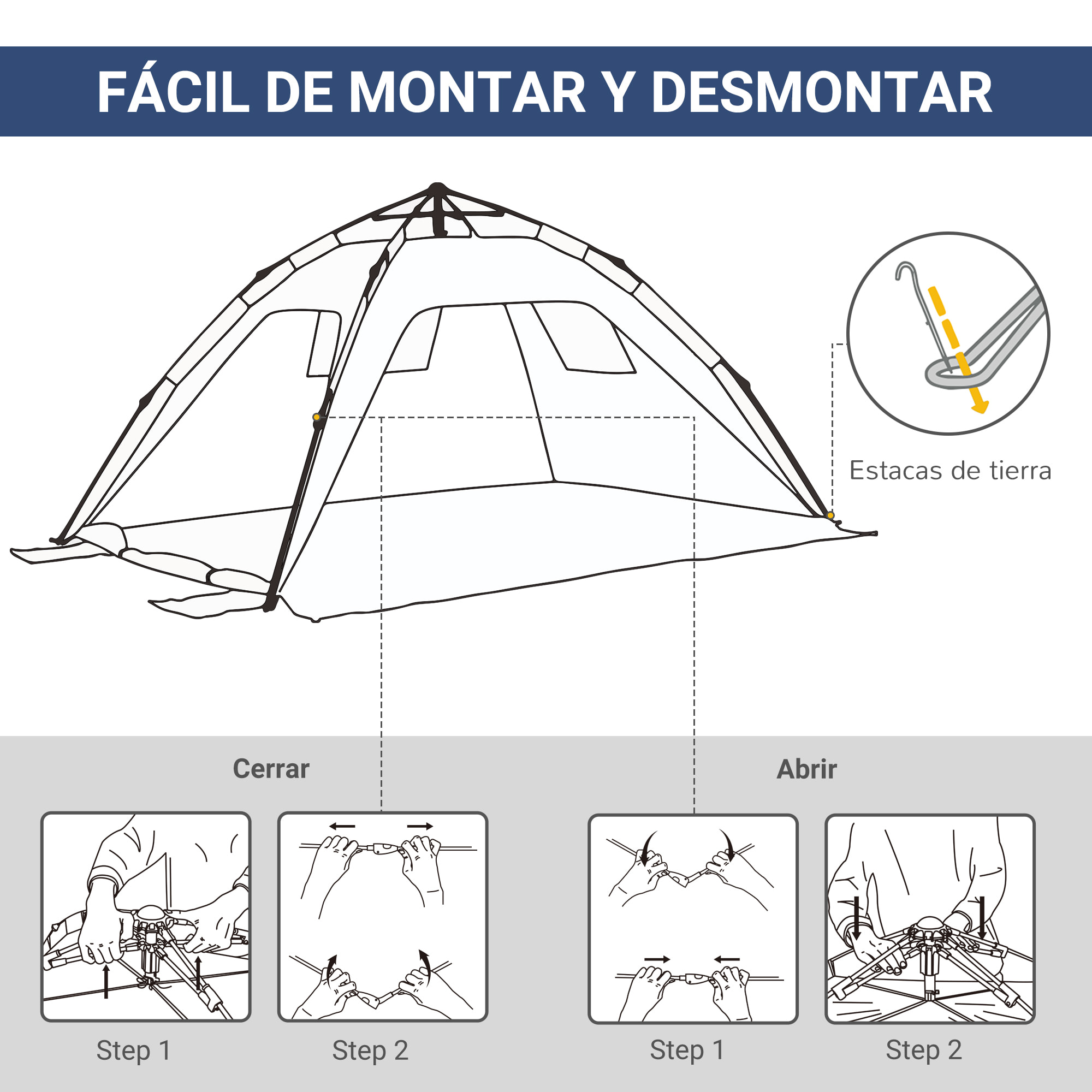 Tienda de Playa Plegable Carpa de Playa Pop-up para 1-2 Personas con Protección UV Impermeable Bolsa de Transporte para Parque Camping 220x173x120 cm Azul Oscuro