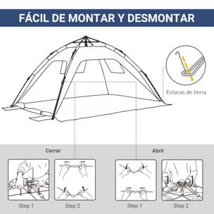 Tienda de Playa Plegable Carpa de Playa Pop-up para 1-2 Personas con Protección UV Impermeable Bolsa de Transporte para Parque Camping 220x173x120 cm Azul Oscuro