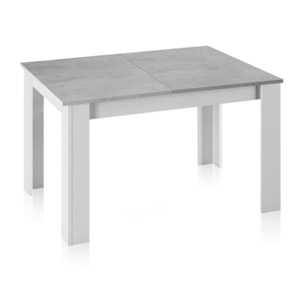 Mesa de comedor extensible Danna 140 Blanco Artik (Blanco Mate) - Gris Cemento