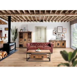 Mesa de centro - madera de mango y metal - 45x120x60cm