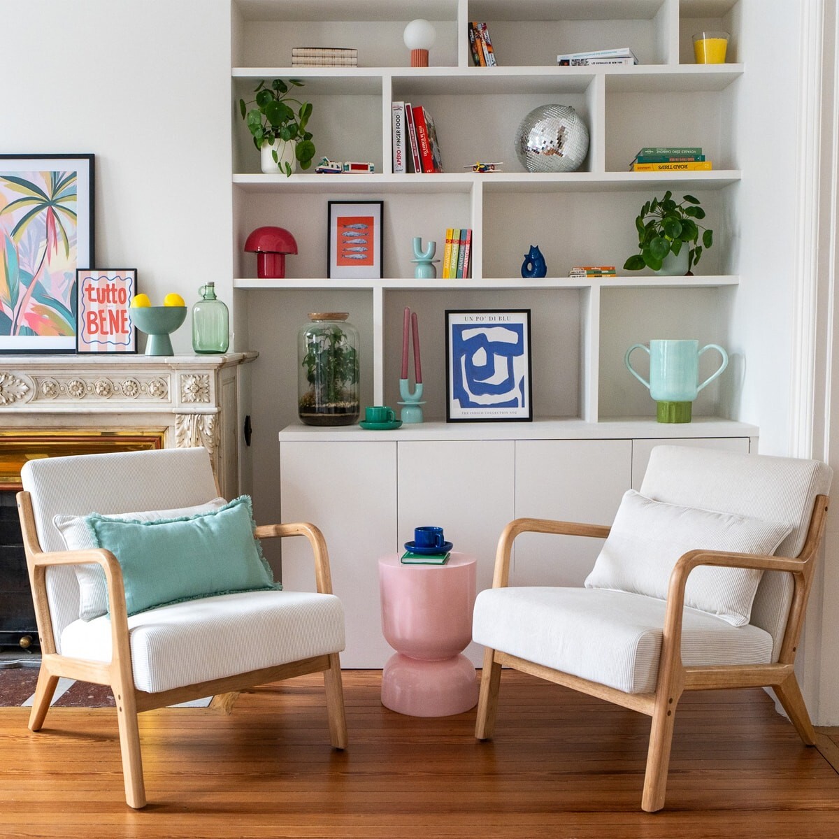 Fauteuil en bois et velours côtelé - LANNA