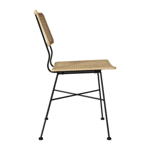 Lot de 2 chaises en rotin et pieds en métal noir - Borga