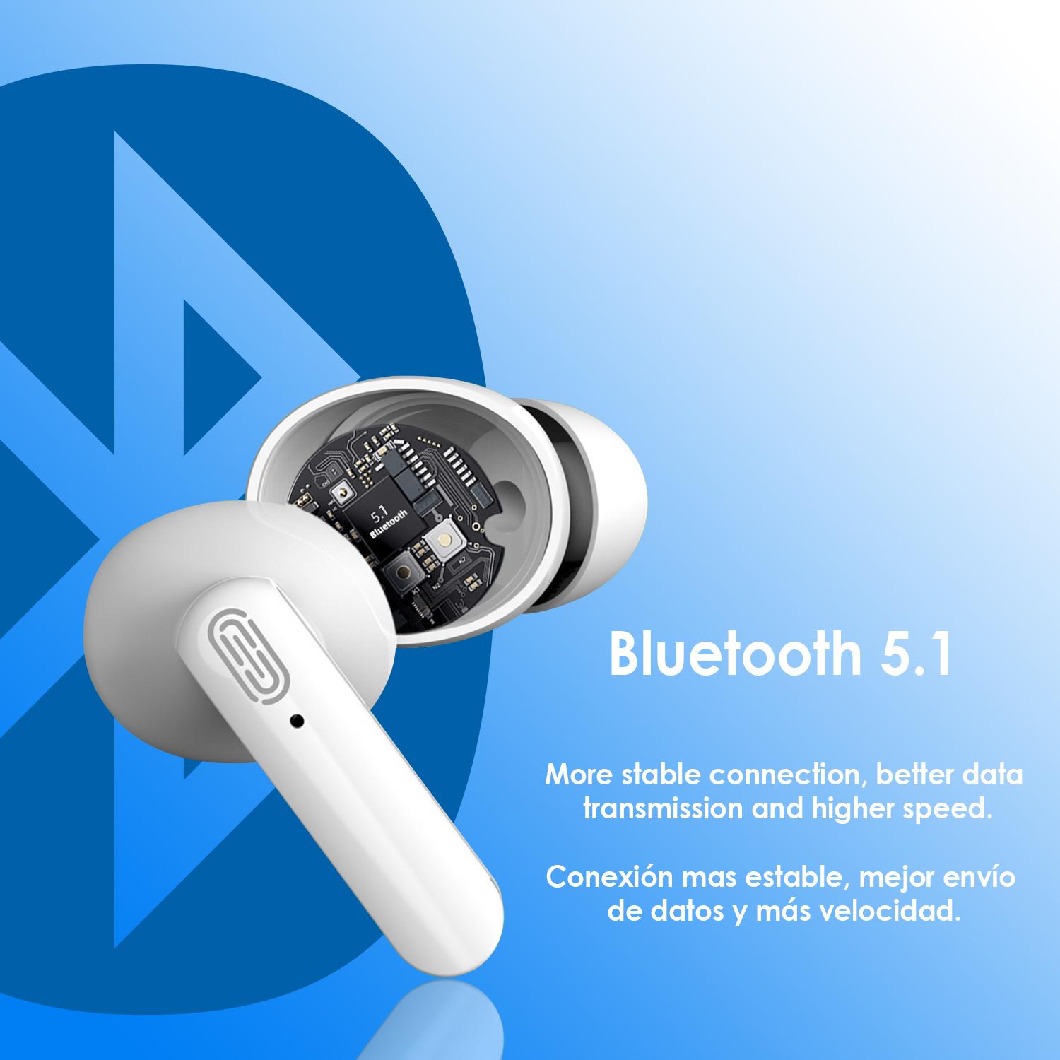 Cuffie TWS Y113 Bluetooth 5.1, comandi touch, base di ricarica da 200mAh.