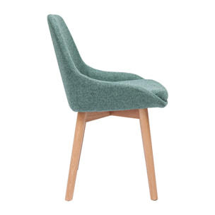 Chaises scandinaves en tissu vert de gris et bois clair massif (lot de 2) HOLO