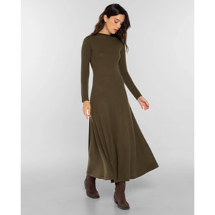 Vestido de punto con piezas evasé de mujer