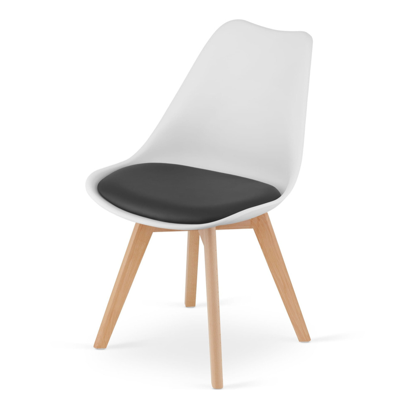 Sedia Mark con cuscino in ecopelle e gambe in faggio