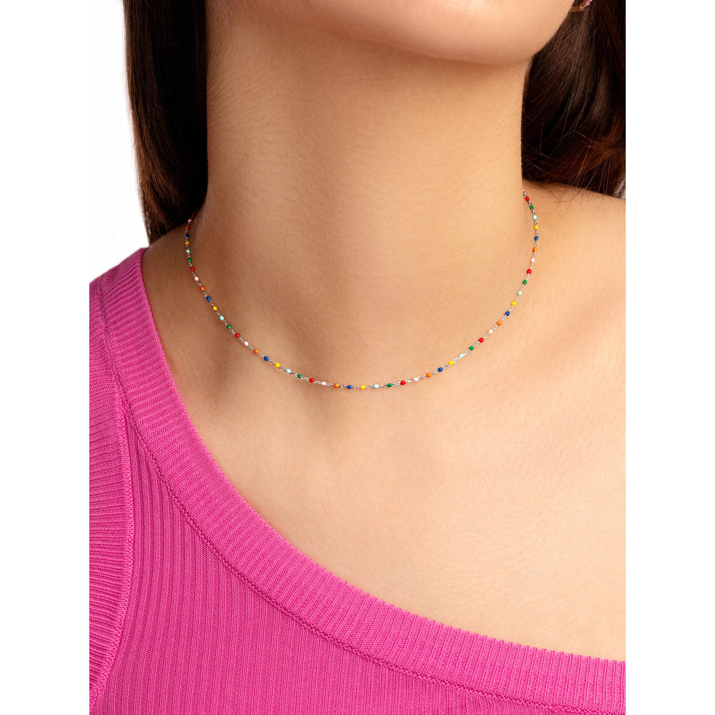 Collar Dots Colors Enamel Plata