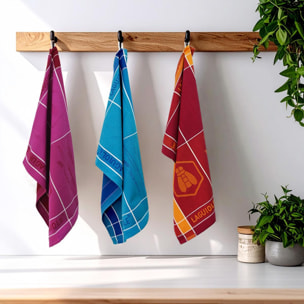 Lot de 3 torchons jacquard 50x70cm mauve -  "Tartan"