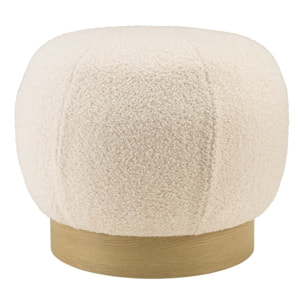 AGATHE - Pouf rond en tissu bouclette blanc D47cm