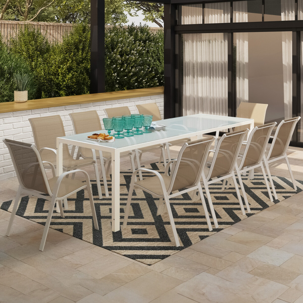 Ensemble repas Formentera 10 places beige