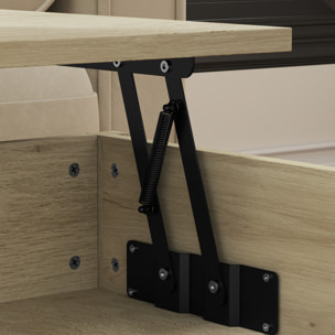 Table basse relevable 2 tiroirs étagère grand compartiment rangement dim. 100 x 50 x 62 cm effet bois clair