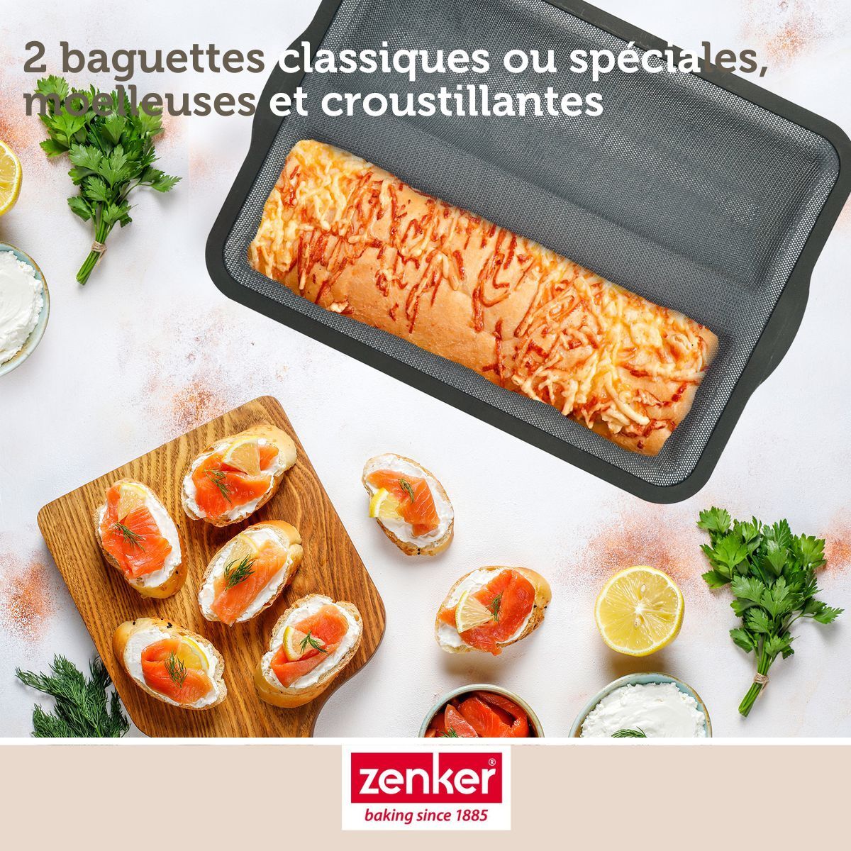 Moule à baguettes de pain 36 x 26 cm Zenker Silicone fibre de verre
