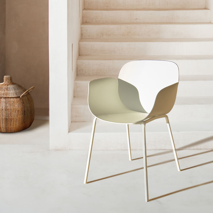 Lot de 4 fauteuils de table extérieur en polypropylène blanc CALISTA
