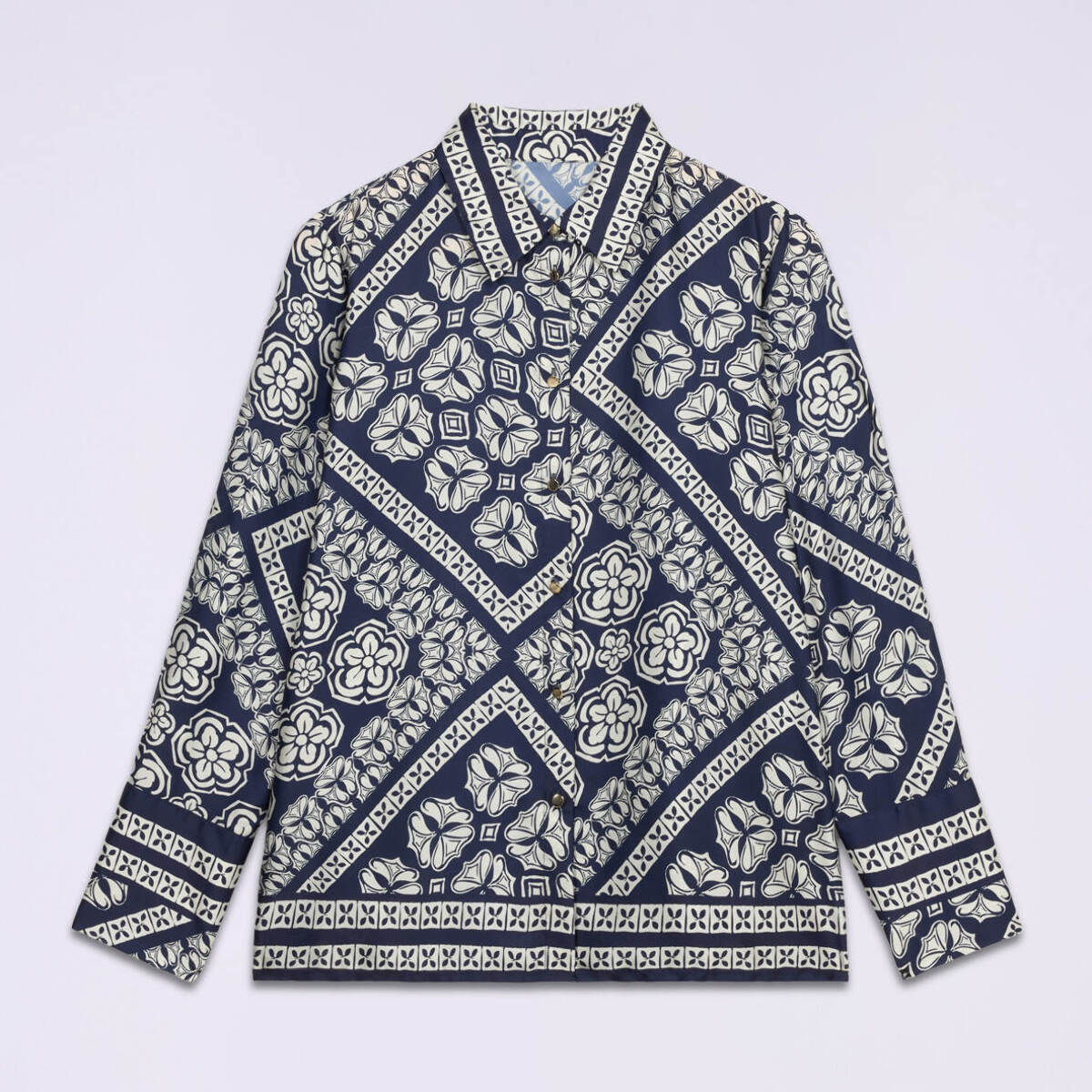 Oltre - Camisa de satén estampada - Azul