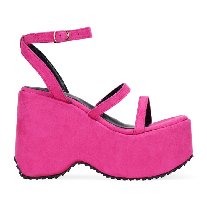 Sandalias de cuña y plataforma rosa