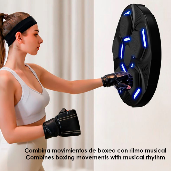 Máquina de boxeo músical con bluetooth, luces y batería de larga duración. Con 9 modos de uso y 18 niveles de velocidad.