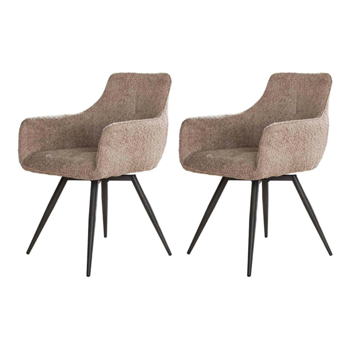 Boha - lot de 2 fauteuils pivotants - en tissu bouclette sable - Sable