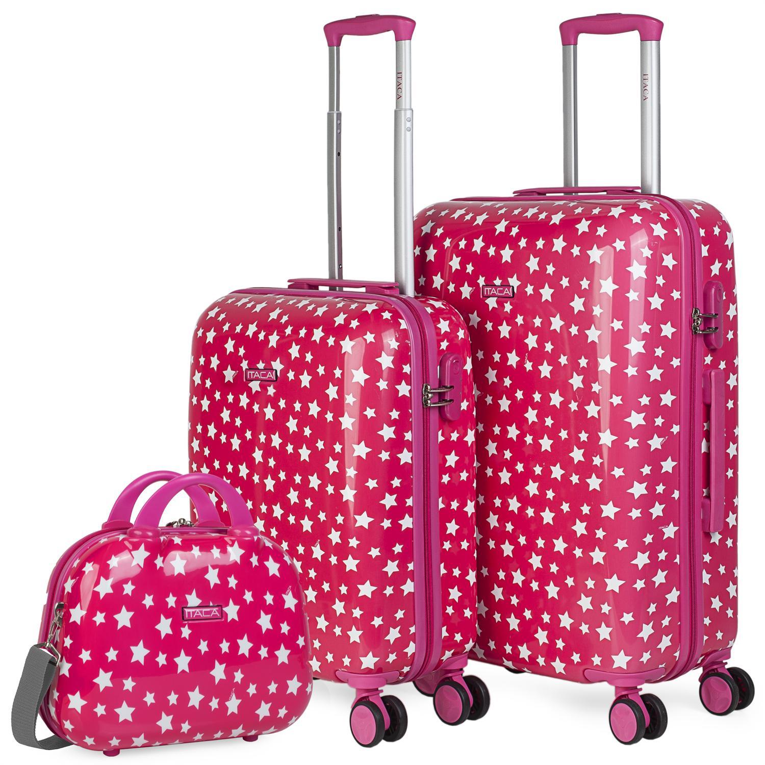 Juego De Maletas De Viaje Juvenil Infantil Niña Niño 4 Ruedas Set Trolley 3 Pzs.(Cabina Pequeña (Equipaje Avión), Mediana Y Neceser De Viaje 702400B