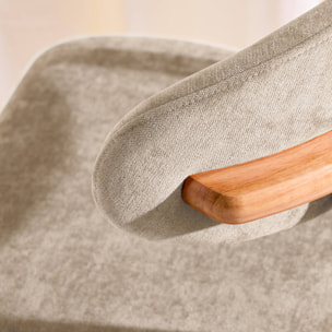 Chaise bois d'hévéa naturel et tissu chenille (lot de 2) PAOLA