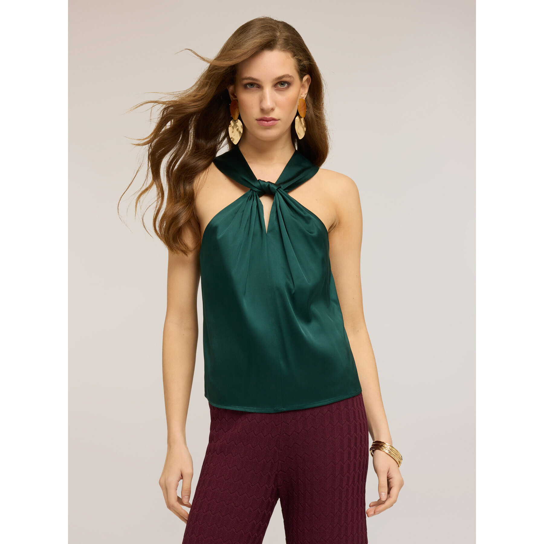 Motivi - Top in raso con drappeggio - Verde