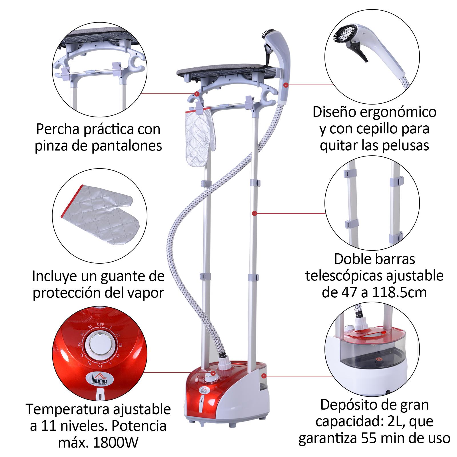 Cepillo de Vapor Para Ropa Temperatura Ajustable Depósito 2l