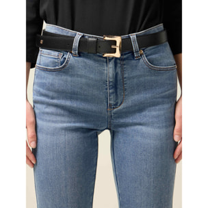 Oltre - Cintura con fibbia dorata - Nero