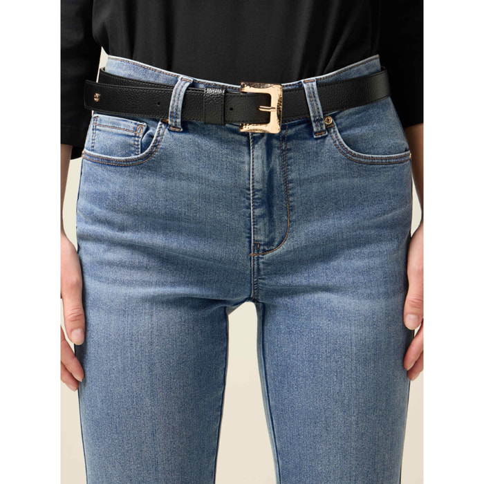 Oltre - Cintura con fibbia dorata - Nero