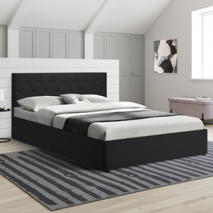 Lit coffre Hannah PVC avec sommier - Noir