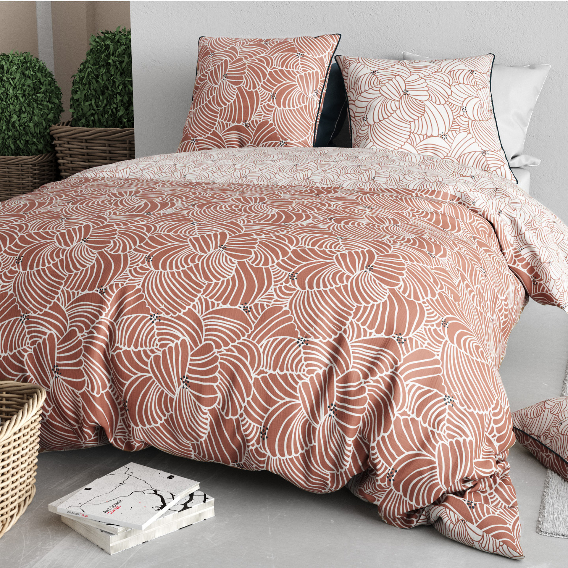 Parure Housse De Couette 3pcs 100% Coton 57 Fils MIMOSA