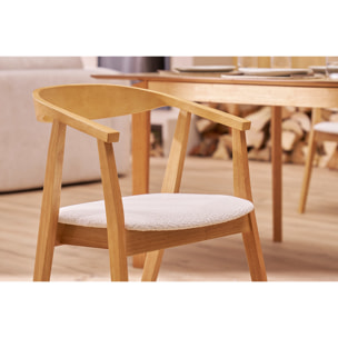 Chaises scandinaves bois clair et tissu effet laine bouclée blanc (lot de 2) BAHIA