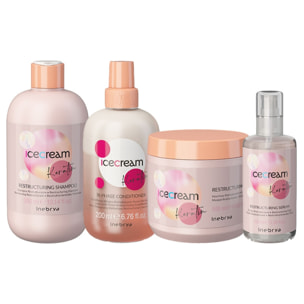 INEBRYA kit Ice Cream keratin Shampoo 300ml + Conditioner 200ml + Mask 500ml + Serum 100ml