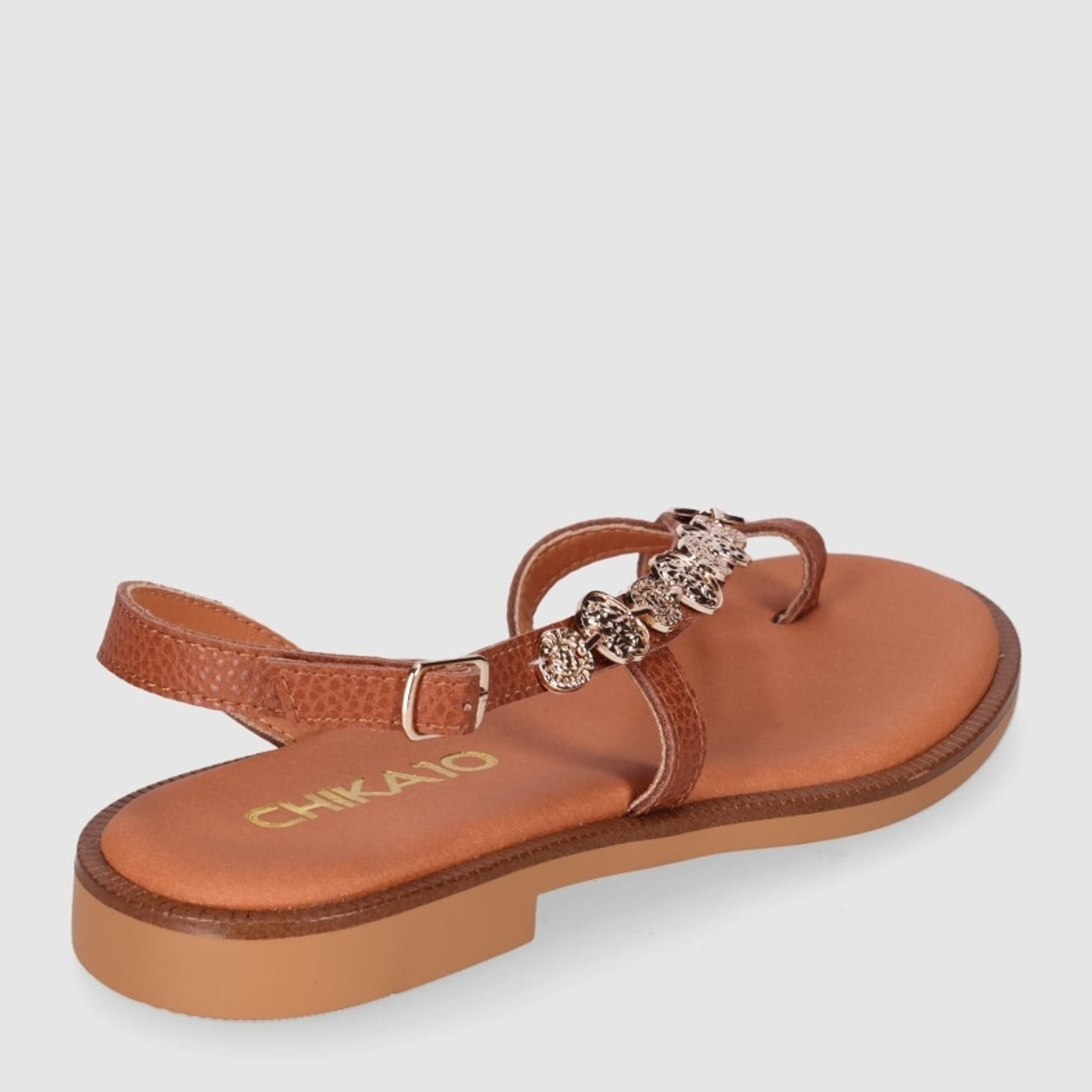 Sandalias de Piel - Cuero - Tacón: 1 cm