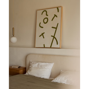 Cuadro beige y verde decorativo sobre algodón con bastidor de madera pintado a mano con pintura al óleo en varias medidas