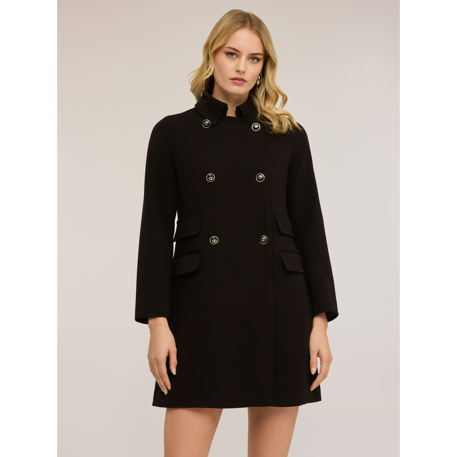 Motivi - Cappotto doppiopetto in poliviscosa - Nero