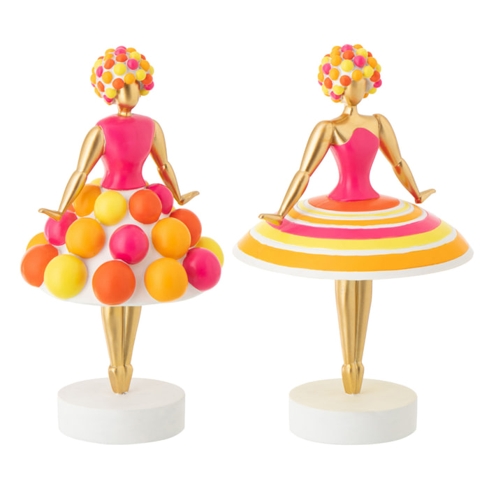 J-Line Ballerine Pop décorative - polyrésine - multicolore - 2 pièces