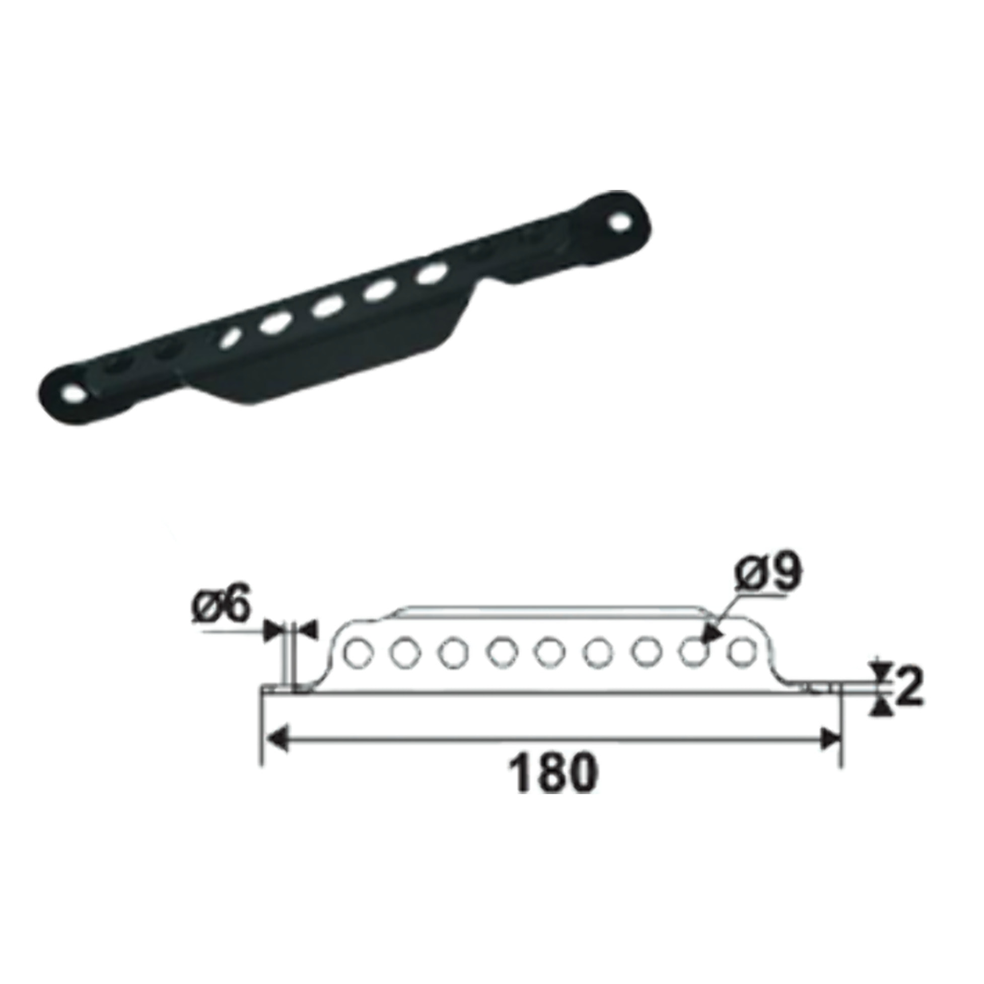 Crémaillère seule cataphorèse pour crochet sur platine 9 trous TORBEL - Noir - 9241054
