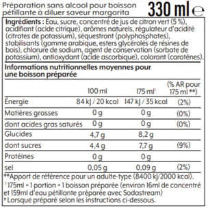 Concentré SODASTREAM mixer saveur Margarita sans alcool 330mL