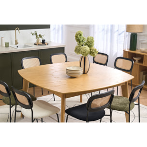 Table à manger carrée scandinave bois clair chêne L140 cm LEENA