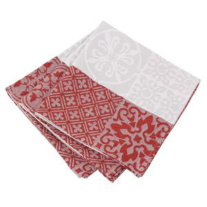 Lot de 3 Serviettes de Table 'Mosaïque' - Rouge