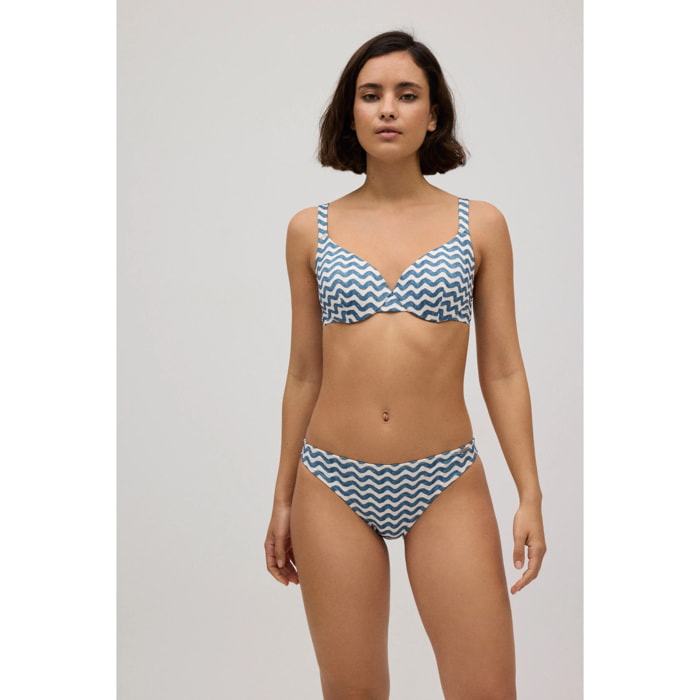 Slip bikini a onde blu scuro