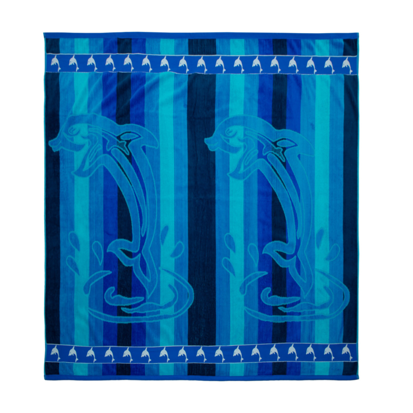 Telo Mare Jumbo Jacquard Disegno Dolphin Stripe Blu