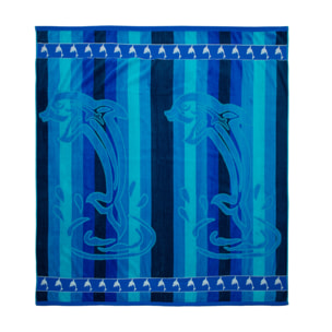 Telo Mare Jumbo Jacquard Disegno Dolphin Stripe Blu