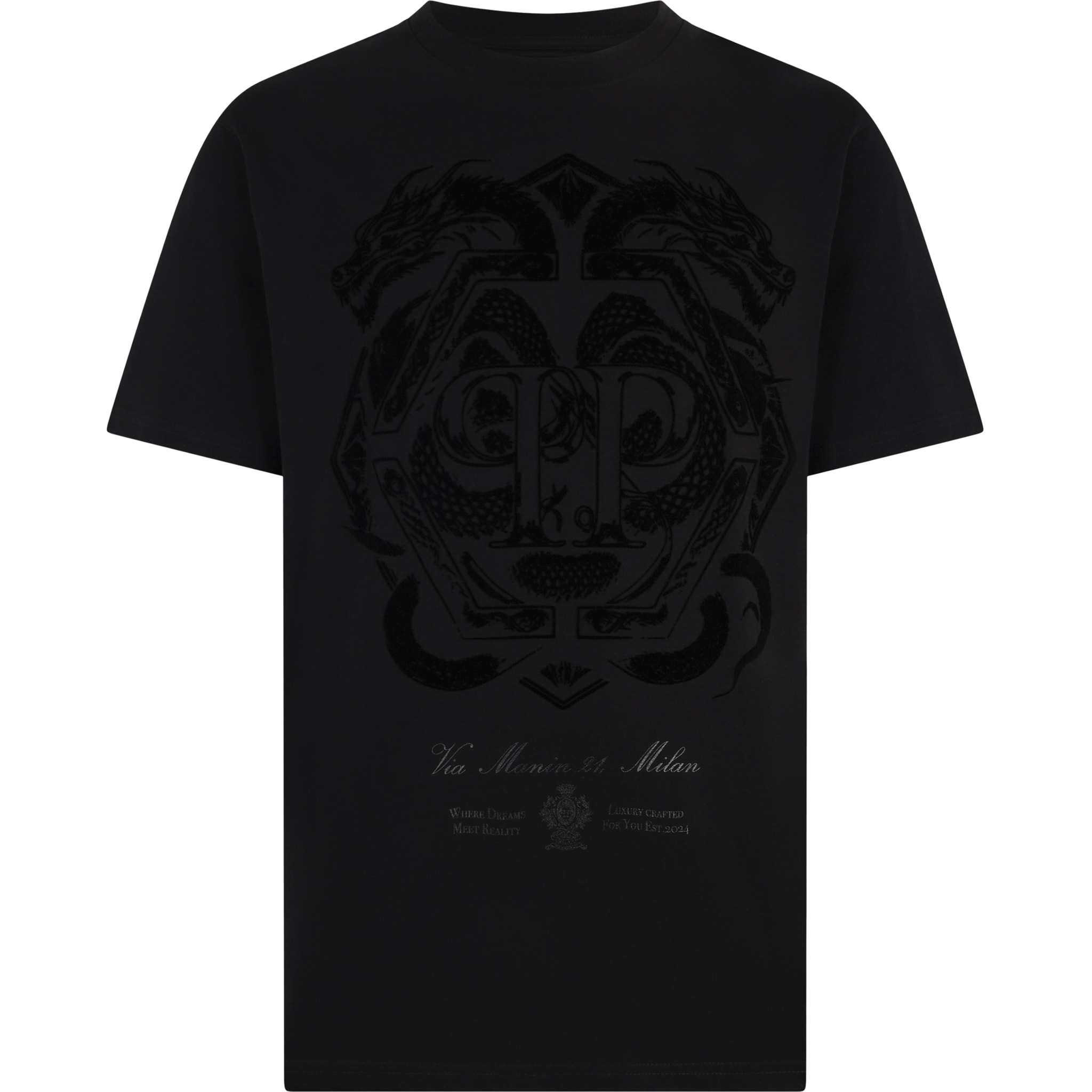 PHILIPP PLEIN Printed Round Neck T-Shirt Dragon
