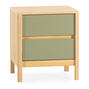 Mesita de noche Nassau 2 cajones efecto Roble/Verde
